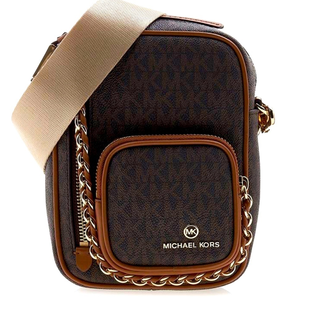 Michael Kors Crossbody Bag ~ Camera Bag ~ Elliot Brown Small Logo Cross Bag NWT - Picture 10 of 13